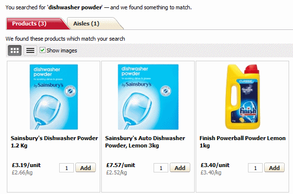 Powder from typical
              English supermarket